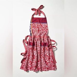 Anthropologie Nifty Jacquard Apron Cotton Red Motif New w/ tags.